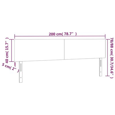 vidaXL Čelo postele s LED černé 200x5x78/88 cm umělá kůže