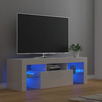 vidaXL TV skříňka s LED osvětlením bílá s vysokým leskem 120x35x40 cm