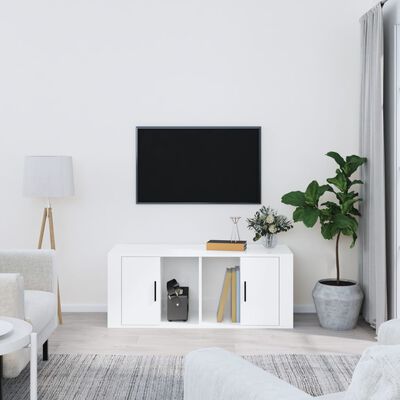 vidaXL TV skříňka lesklá bílá 100x35x40 cm kompozitní dřevo