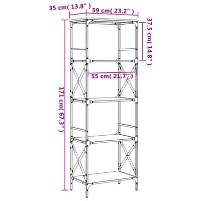 vidaXL Knihovna s 5 policemi šedá sonoma 59x35x171 cm kompozitní dřevo