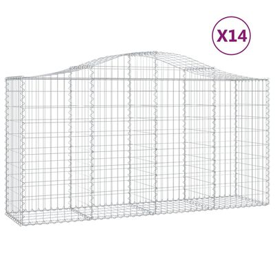 vidaXL Klenuté gabionové koše 14ks 200x50x100/120cm pozinkované železo