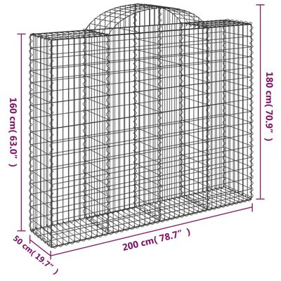 vidaXL Klenuté gabionové koše 7 ks 200x50x160/180cm pozinkované železo