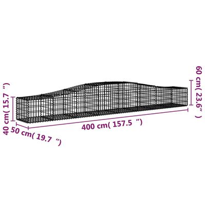 vidaXL Klenuté gabionové koše 2 ks 400x50x40/60 cm pozinkované železo