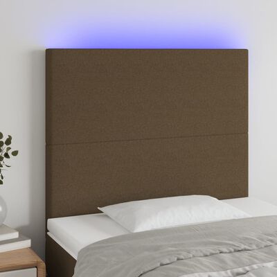 vidaXL Čelo postele s LED tmavě hnědé 80x5x118/128 cm textil