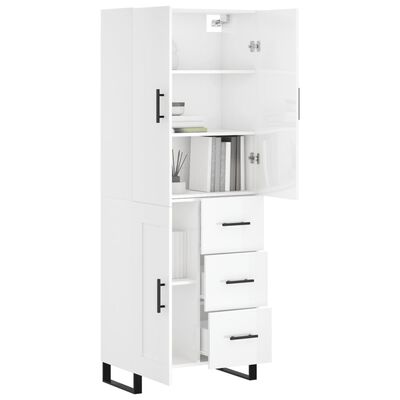 vidaXL Skříň highboard lesklá bílá 69,5 x 34 x 180 cm kompozitní dřevo