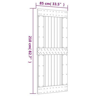 vidaXL Posuvné dveře s kováním 85 x 210 cm masivní borové dřevo