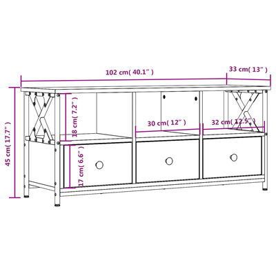 vidaXL TV skříňka černá 102 x 33 x 45 cm kompozitní dřevo a železo