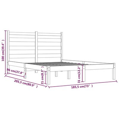 vidaXL Rám postele černý masivní borovice 180 x 200 cm Super King