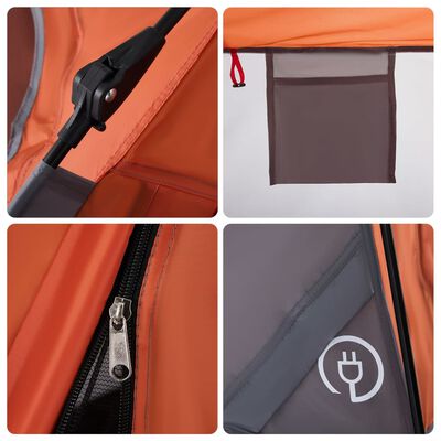 vidaXL Kempingový stan kabinový 4 osoby šedý a oranžový rychloupínací