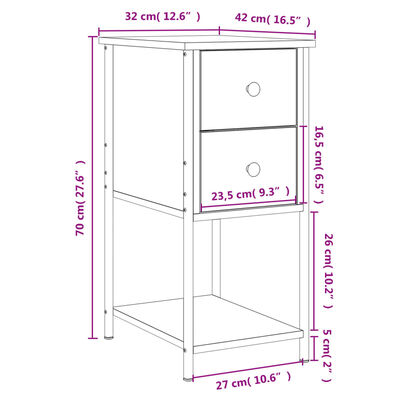 vidaXL Noční stolky 2 ks hnědý dub 32 x 42 x 70 cm kompozitní dřevo