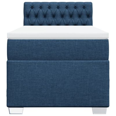 vidaXL Box spring postel s matrací modrá 90x190 cm textil