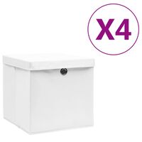 vidaXL Úložné boxy s víky 4 ks 28 x 28 x 28 cm bílé