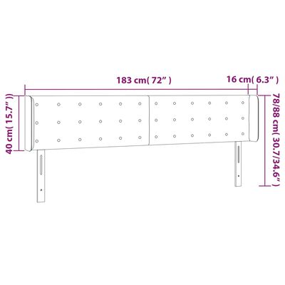 vidaXL Čelo postele s LED cappuccino 183 x 16 x 78/88 cm umělá kůže