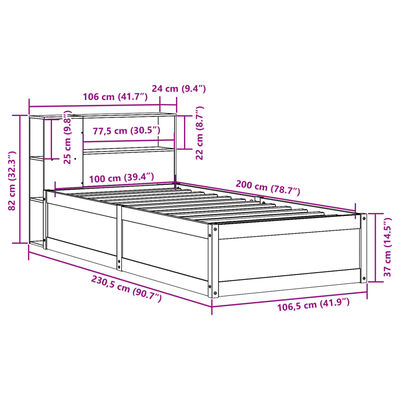 vidaXL Postel bez matrace bílá 100 x 200 cm masivní borovice