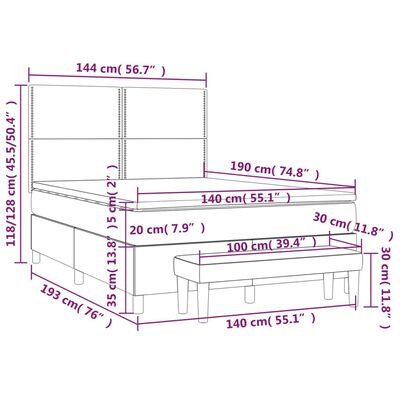 vidaXL Box spring postel s matrací cappuccino 140x190 cm umělá kůže