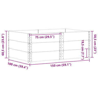 vidaXL Paletové nástavce 3 ks černé 150 x 100 cm masivní borové dřevo