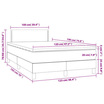 vidaXL Box spring postel s matrací šedá 120x190 cm umělá kůže