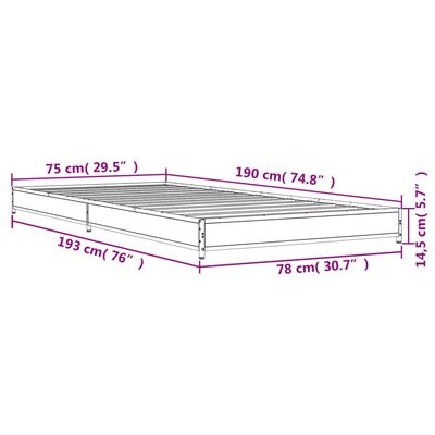 vidaXL Rám postele šedý sonoma 75 x 190 cm kompozitní dřevo a kov