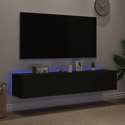 vidaXL Nástěnné TV skříňky s LED osvětlením 2 ks černé 80 x 35 x 31 cm