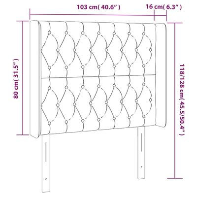 vidaXL Čelo postele typu ušák růžové 103x16x118/128 cm samet