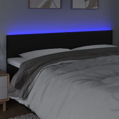 vidaXL Čelo postele s LED černé 180x5x78/88 cm umělá kůže