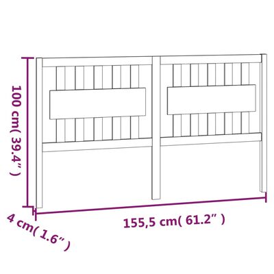 vidaXL Čelo postele šedé 155,5 x 4 x 100 cm masivní borovice