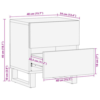 vidaXL Noční stolky 2 ks 40x34x46 cm masivní hrubé mangovníkové dřevo