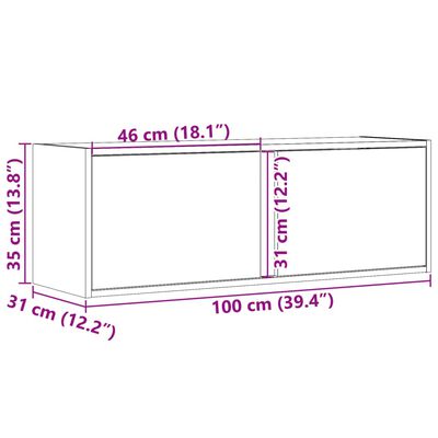 vidaXL Nástěnná TV skříňka s LED osvětlením betonově šedá 100x31x35 cm