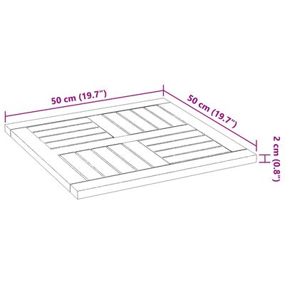 vidaXL Stolní deska 50 x 50 x 2 cm čtvercová masivní akáciové dřevo