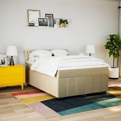 vidaXL Box spring postel s matrací krémová 140x190 cm textil