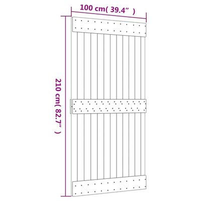 vidaXL Posuvné dveře s kováním 100 x 210 cm masivní borové dřevo