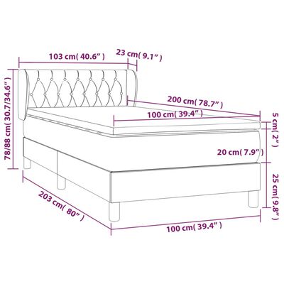vidaXL Box spring postel s matrací černá 100x200 cm samet