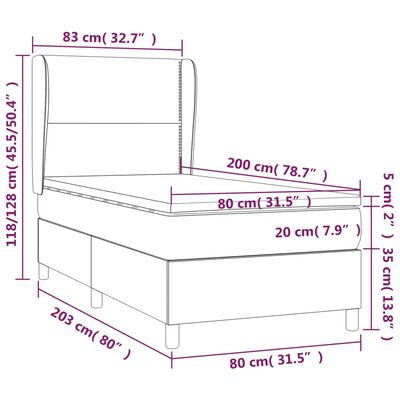 vidaXL Box spring postel s matrací tmavě modrá 80 x 200 cm samet