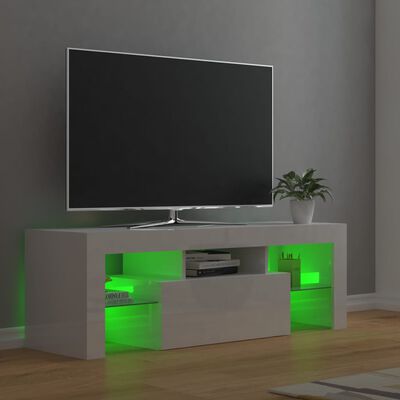 vidaXL TV skříňka s LED osvětlením bílá s vysokým leskem 120x35x40 cm