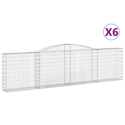 vidaXL Klenuté gabionové koše 6 ks 400x30x100/120cm pozinkované železo