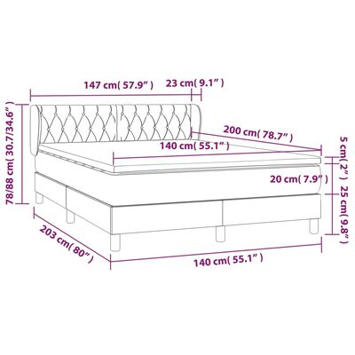 vidaXL Box spring postel s matrací světle šedá 140 x 200 cm textil