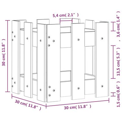 vidaXL Zahradní truhlík plotový design 30x30x30 cm masivní douglaska