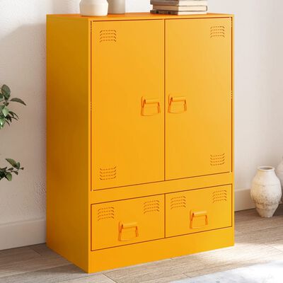 vidaXL Highboard hořčicově žlutý 67 x 39 x 95 cm ocel