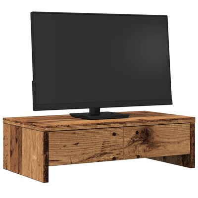 vidaXL Stojan na monitor se zásuvkami old wood 50x27x15 cm kompozit