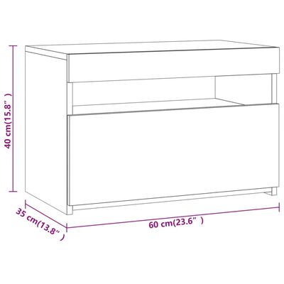 vidaXL Noční stolek s LED osvětlením šedý sonoma 60 x 35 x 40 cm