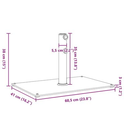 vidaXL Stojan na slunečník pro tyč Ø 32 / 38 / 48 mm 15 kg obdélníkový