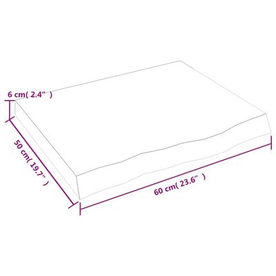 vidaXL Koupelnová deska tmavě hnědá 60x50x(2-6) cm ošetřený masiv