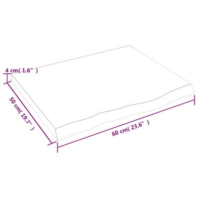 vidaXL Koupelnová deska 60x50x(2-4) cm neošetřené masivní dřevo