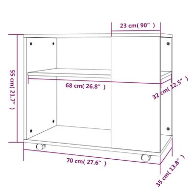 vidaXL Odkládací stolek šedý sonoma 70 x 35 x 55 cm kompozitní dřevo