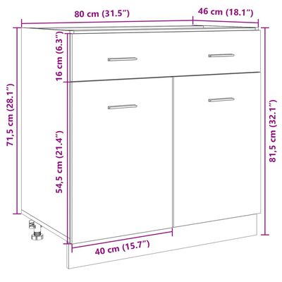 vidaXL Spodní skříňka se zásuvkou dub sonoma 80x46x81,5 cm dřevotříska