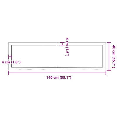 vidaXL Stolní deska 140x40x(2-4) cm neošetřený masivní dubové dřevo