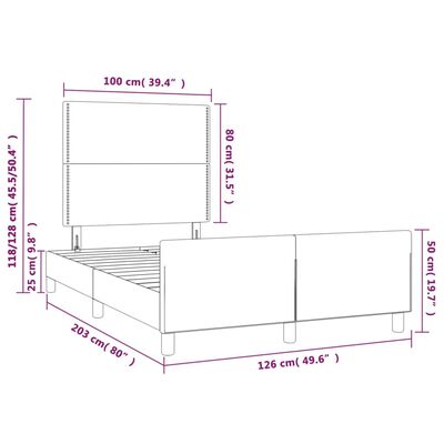 vidaXL Rám postele s čelem šedý 120x200 cm umělá kůže