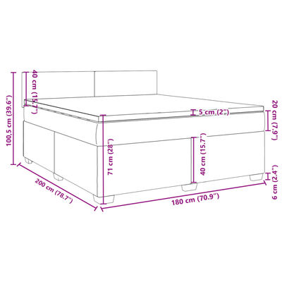 vidaXL Box spring postel s matrací světle šedá 180x200 cm samet