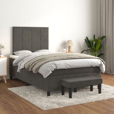 vidaXL Box spring postel s matrací tmavě šedý 120x190 cm samet