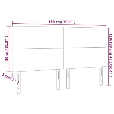 vidaXL Čelo postele s LED černé 180x5x118/128 cm umělá kůže